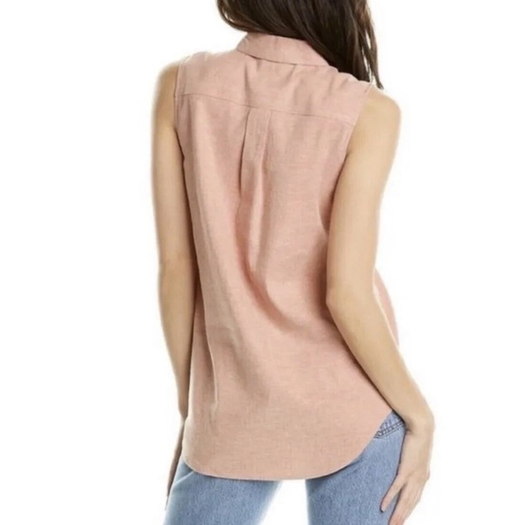 Theory Yarine Azalea Melange Linen Blend Sleeveless Button Down Top size Small - Picture 2 of 11